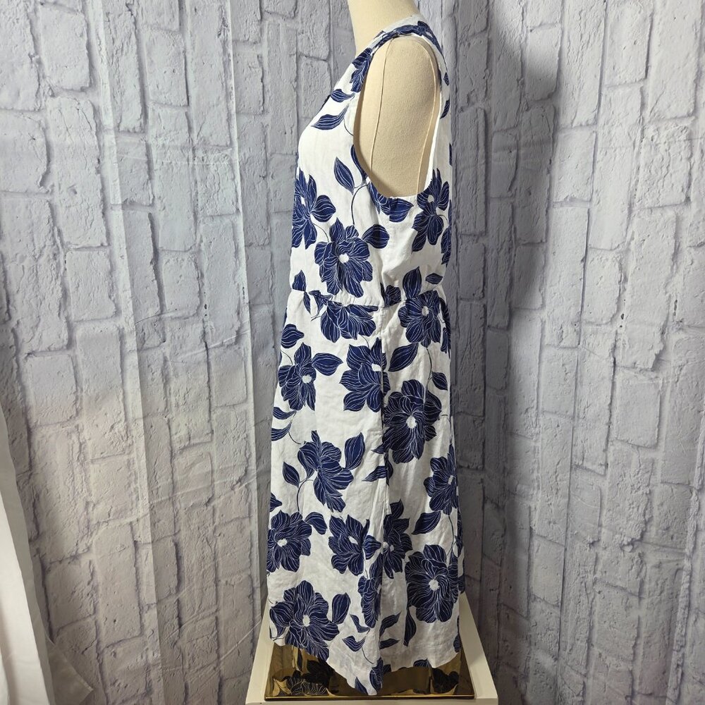 Draper James Extra Large Blue White Floral Cotton Sleeveless Summer Midi Dress - Picture 8 of 11